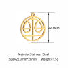 Picture of 304 Stainless Steel Charms Round Constellation Hollow 22mm x 20mm