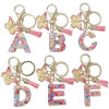 Picture of Resin Stylish Keychain & Keyring Gold Plated Pink Butterfly Animal Initial Alphabet/ Capital Letter Message " A-Z "