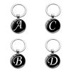 Picture of Simple Keychain & Keyring Silver Tone Round Initial Alphabet/ Capital Letter Message " A-Z "