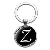 Picture of Simple Keychain & Keyring Silver Tone Round Initial Alphabet/ Capital Letter Message " A-Z "