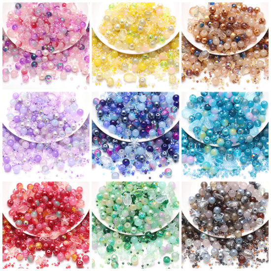 Picture of Glass Ocean Jewelry Beads For DIY Jewelry Making Mixed Multicolor Star Fish About 14mm x 13mm