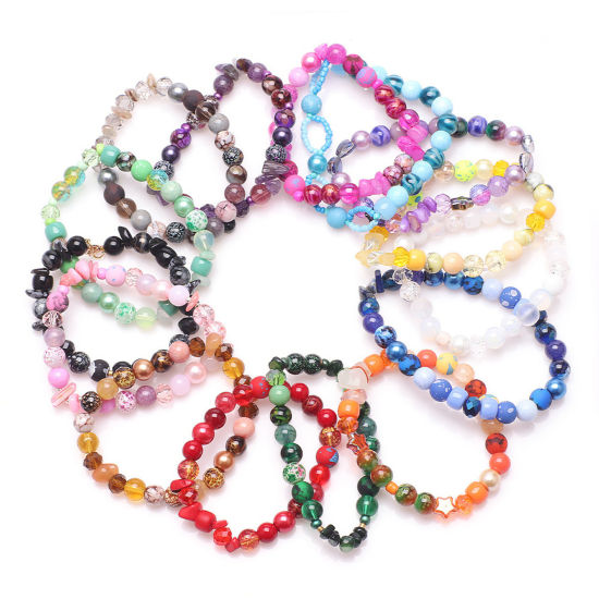 Picture of Glass Ocean Jewelry Beads For DIY Charm Jewelry Making Mixed Multicolor Star Fish About 14mm x 13mm