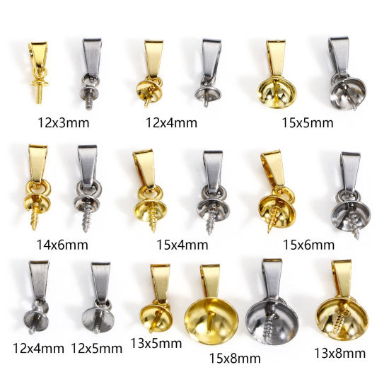 Picture of 304 Stainless Steel Pearl Pendant Connector Bail Pin Cap