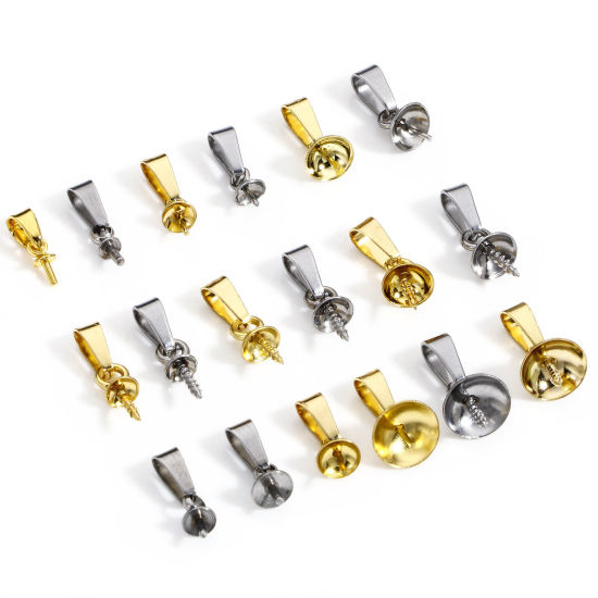 Picture of 304 Stainless Steel Pearl Pendant Connector Bail Pin Cap