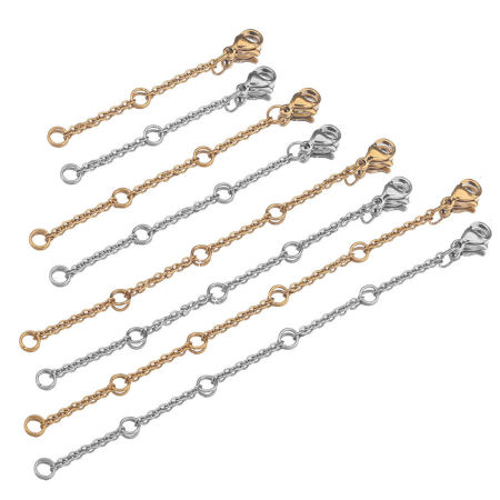 304 Stainless Steel Extender Chain For Necklace Bracelet Jewelry Making With Lobster Claw Clasp