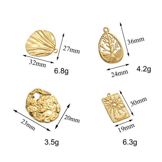 Immagine di 1 Pz 304 Acciaio Inossidabile Elegante Ciondoli Rettangolo Oro Placcato Luce del Sole