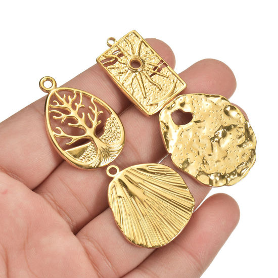 Immagine di 1 Pz 304 Acciaio Inossidabile Elegante Ciondoli Rettangolo Oro Placcato Luce del Sole