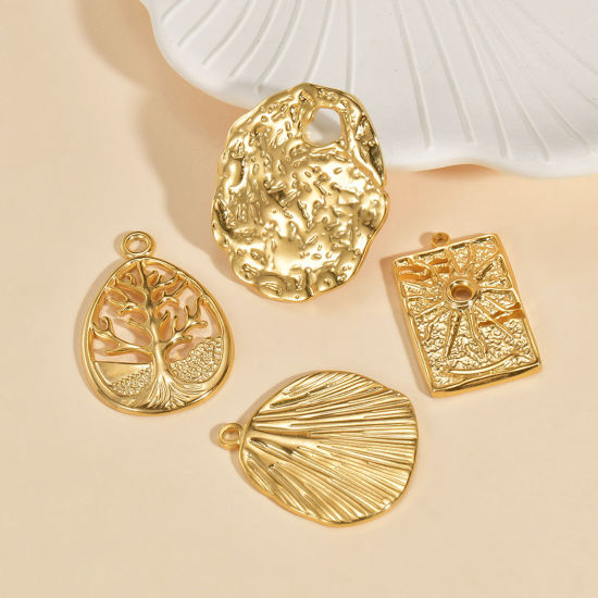 Immagine di 1 Pz 304 Acciaio Inossidabile Elegante Ciondoli Rettangolo Oro Placcato Luce del Sole