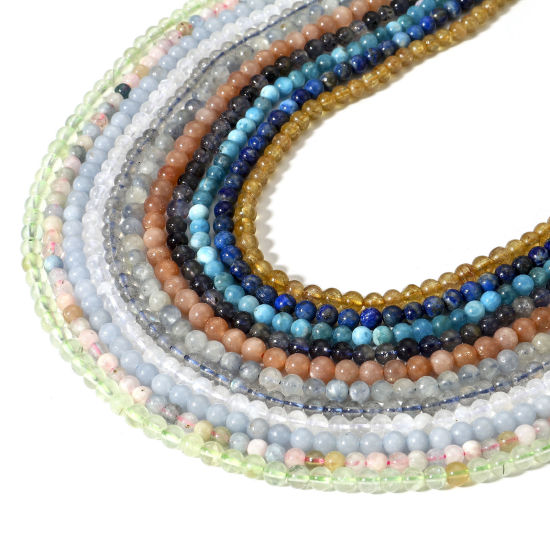 Picture of (Grade A) Gemstone ( Natural ) Loose Beads For DIY Jewelry Making Round Multicolor About 4mm Dia.