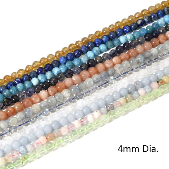 Picture of (Grade A) Gemstone ( Natural ) Loose Beads For DIY Jewelry Making Round Multicolor About 4mm Dia.