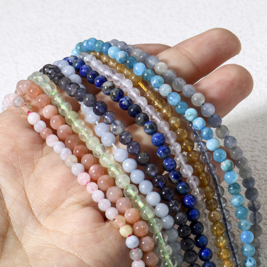 Picture of (Grade A) Gemstone ( Natural ) Loose Beads For DIY Jewelry Making Round Multicolor About 4mm Dia.