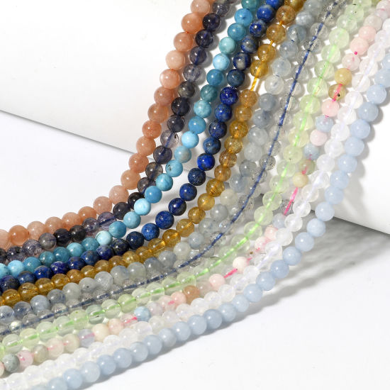 Picture of (Grade A) Gemstone ( Natural ) Loose Beads For DIY Jewelry Making Round Multicolor About 4mm Dia.