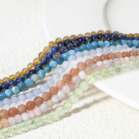 Picture of (Grade A) Gemstone ( Natural ) Loose Beads For DIY Jewelry Making Round Multicolor About 4mm Dia.