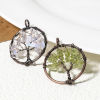 Picture of (Grade B) Gemstone ( Natural ) Wire Wrapped Pendants Antique Copper Round Tree of Life 3.4cm x 2.8cm