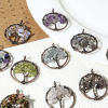Picture of (Grade B) Gemstone ( Natural ) Wire Wrapped Pendants Antique Copper Round Tree of Life 3.4cm x 2.8cm