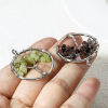 Picture of (Grade B) Gemstone ( Natural ) Wire Wrapped Pendants Silver Tone Round Tree of Life 3.4cm x 2.8cm
