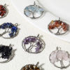 Picture of (Grade B) Gemstone ( Natural ) Wire Wrapped Pendants Silver Tone Round Tree of Life 3.4cm x 2.8cm