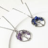 Picture of (Grade B) Gemstone ( Natural ) Wire Wrapped Pendants Silver Tone Round Tree of Life 3.4cm x 2.8cm