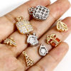 Picture of Brass Christmas Charms Real Gold Plated Clear Cubic Zirconia