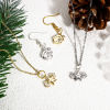 Picture of Brass Christmas Charms Real Gold Plated Clear Cubic Zirconia