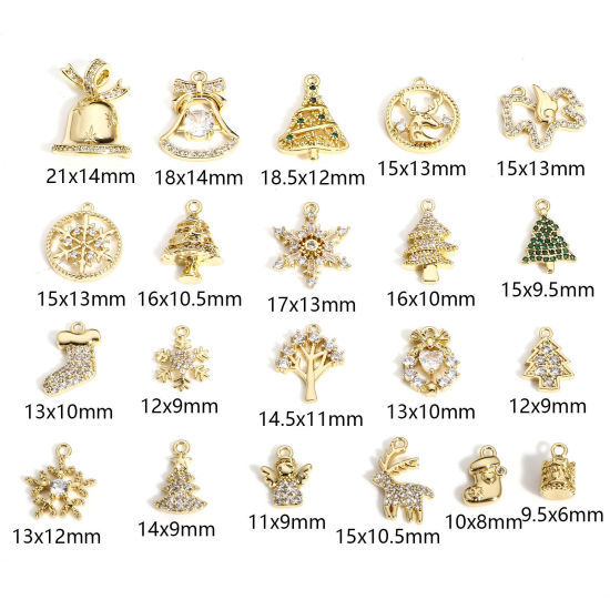 Bild von 1 Stück Messing Weihnachten Charms 18K Echtgold plattiert