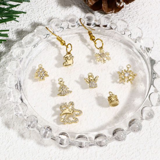 Bild von 1 Stück Messing Weihnachten Charms 18K Echtgold plattiert