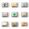 Picture of 304 Stainless Steel Italian Charm Links For DIY Bracelet Jewelry Making Silver Tone Multicolor Rectangle Enamel 10mm x 9mm