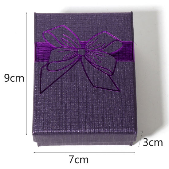 Picture of Paper Jewelry Box Rectangle Multicolor Bowknot Pattern 9cm x 7cm x 3cm