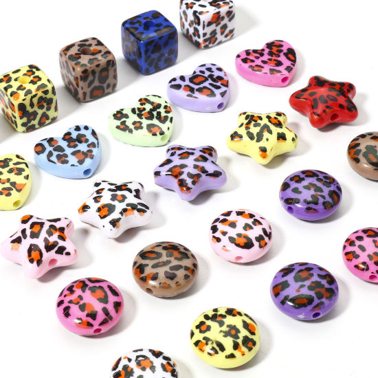 Picture of Acrylic Beads For DIY Charm Jewelry Making At Random Mixed Color Geometric Leopard Print