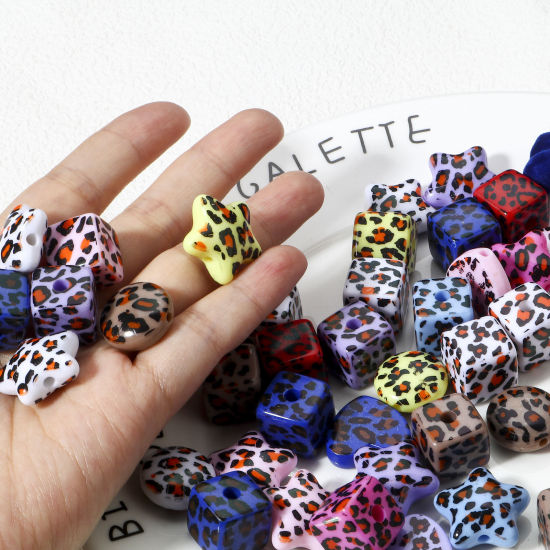 Bild von 10 Stück Acryl Perlen für die Herstellung von DIY-Charme-Schmuck Zufällig Gemischte Farben Geometrie Leopard