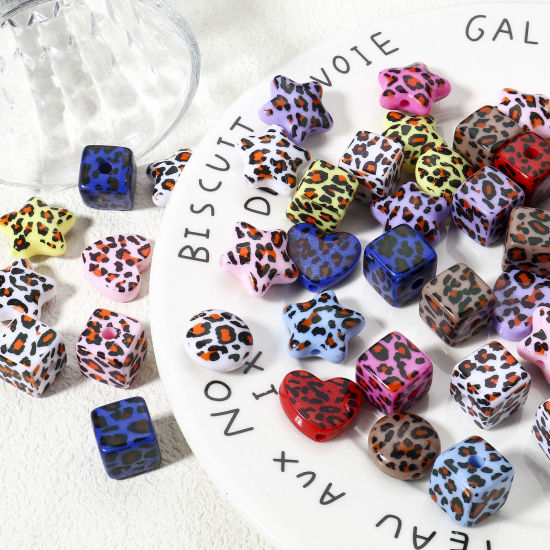 Picture of Acrylic Beads For DIY Charm Jewelry Making At Random Mixed Color Geometric Leopard Print