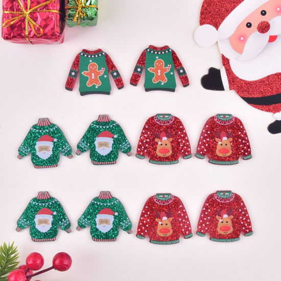 Picture of Acrylic Christmas Pendants Turtleneck Sweater Multicolor 4.3cm x 3.9cm