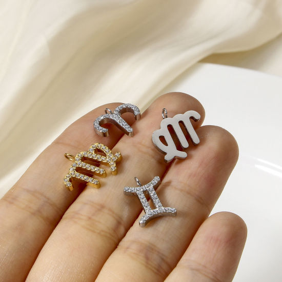 Изображение 1 ШТ Экологически чистое вакуумное покрытие 304 Нержавеющая Сталь Подвески Матовое Серебро Бижутерия усыпанная мелким фианит Прозрачный Искусственный Циркон