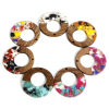 Picture of Wood Effect Resin Pendants Natural Circle Ring Gravels Chips 3.8cm Dia
