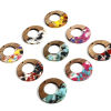 Picture of Wood Effect Resin Pendants Natural Circle Ring Gravels Chips 3.8cm Dia