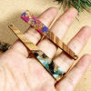 Picture of Natural Wood Effect Resin Pendants Multicolor Trapezoid Gravels Chips 7cm x 1cm