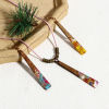 Picture of Natural Wood Effect Resin Pendants Multicolor Trapezoid Gravels Chips 7cm x 1cm
