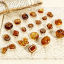 Image de 100 Pcs Perles pour DIY Fabrication de Bijoux en Acrylique Rétro Ambre Feuille Cœur Plaqué