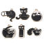 Image de 10 Pcs Breloques en Alliage de Zinc Doré Noir & Blanc Chat Émail