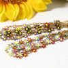 Picture of 304 Stainless Steel Bracelets Gold Plated Daisy Flower Double-sided Enamel 18.5cm(7 2/8") long