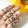 Bild von 1 Strang 304 Edelstahl Armband Silberfarbe Gänseblümchen Doppelseitige Emaille 16cm lang