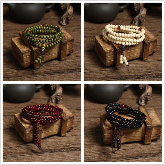 Picture of Natural Wood Ethnic Dainty Bracelets Delicate Bracelets Beaded Bracelet Multicolor