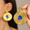 Imagen de 1 Par Retro Pendientes Ronda Hélice Multicolor Rhinestone