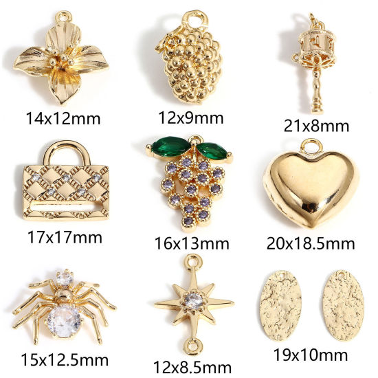 Image de 2 Pcs Breloques en Laiton Plaqué Or Véritable 18K