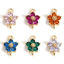 Bild von 2 Stück Messing Steckverbinder Charms Anhänger Blumen 18K Echtgold plattiert Bunt Zirkonia 12mm x 8mm