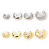 Picture of Eco-friendly Brass Knot Cover Crimp Beads For DIY Jewelry Making Findings C Shape Real Gold Plated Open
