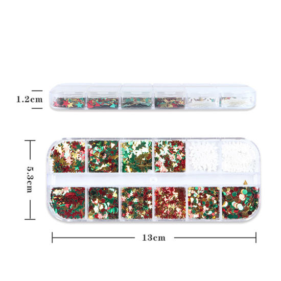 Image de 1 Boîte Paillettes en PET Forme Noël Mixte Multicolore 13cm x 5.3cm
