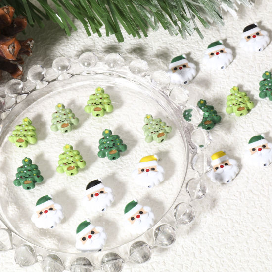 Image de 5 Pcs Perles pour DIY Fabrication de Bijoux de Charme en Alliage de Zinc Couleur Mélangée Au Hasard Père de Noël SaÉpingle de Noël