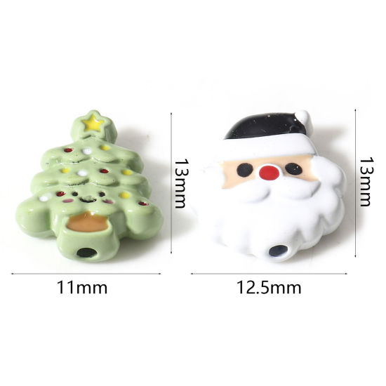 Picture of Zinc Based Alloy Spacer Beads For DIY Charm Jewelry Making At Random Mixed Color Christmas Santa Claus Christmas Tree