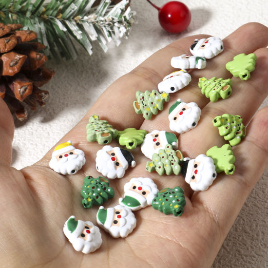 Image de 5 Pcs Perles pour DIY Fabrication de Bijoux de Charme en Alliage de Zinc Couleur Mélangée Au Hasard Père de Noël SaÉpingle de Noël